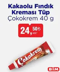 ÜLKER ÇOKOKREM KAKAOLU FINDIK KREMASI TÜP ÇİKOLATA 40 G fiyat ve kampanya bilgisi